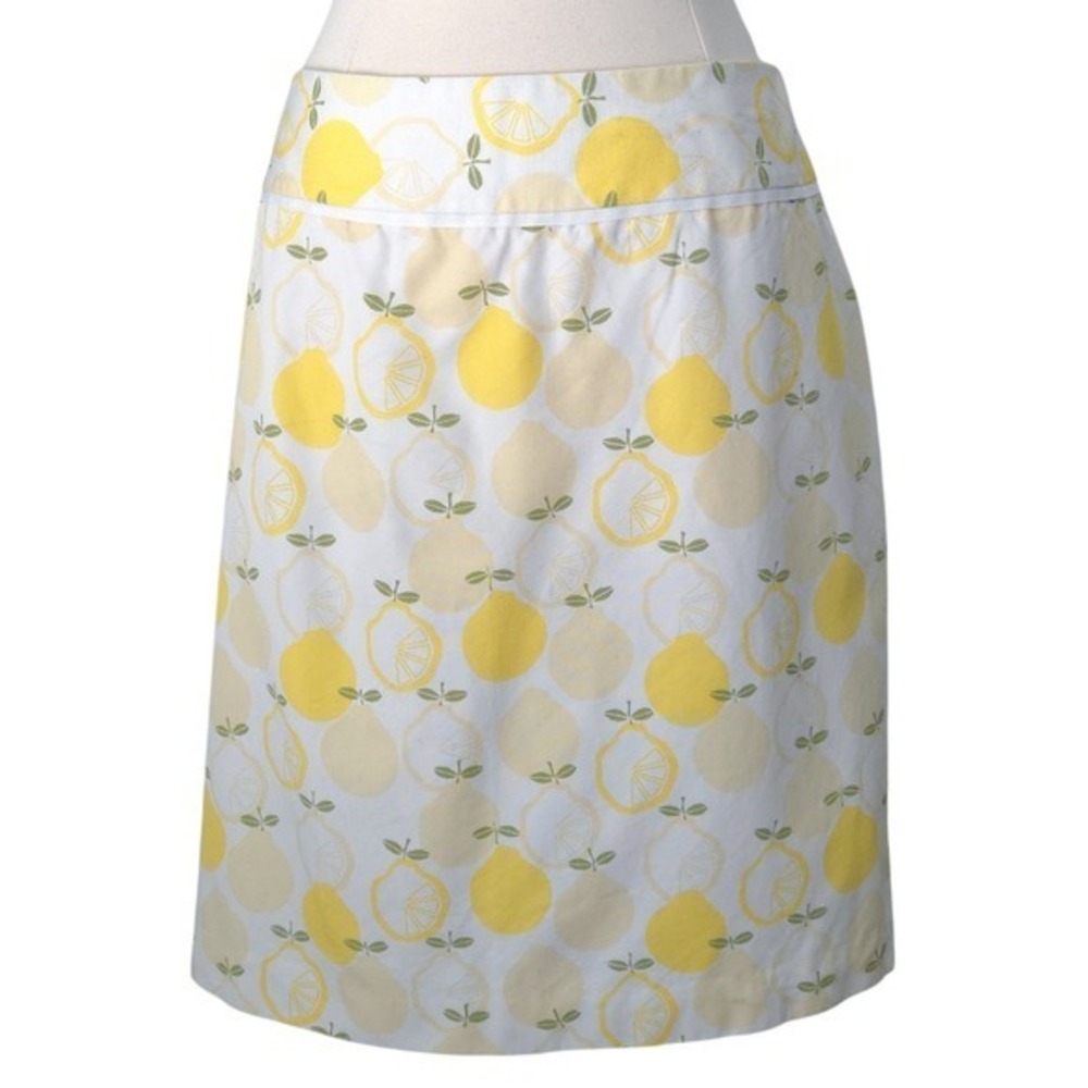 Brooks Brothers Lemon Pattern Yellow & White Cotton Pencil Mini Skirt- Size 14‎